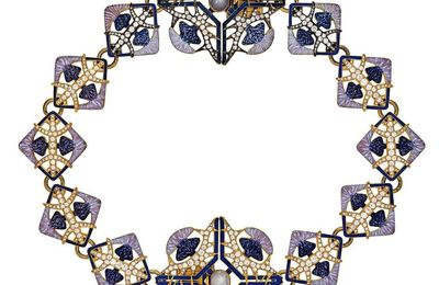 Parure, collier, broche et bracelet de saphirs et diamants par René Lalique, circa 1900