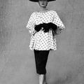 Balenciaga. Polka Dotted Smock Top over a Black Skirt, 1951