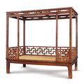 A fine and rare huanghuali six-poster canopy bed, jiazichuang, Ming dynasty, 16th-17th century