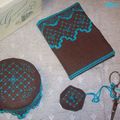 Accessoires de brodeuse chocolat - turquoise !
