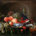 Jan Davidsz. De Heem (Utrecht 1606 - Antwerp 1683), Grapes and apples in a Wan-li dish with oysters on a stone ledge