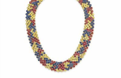 A set of multi-colored sapphire jewelry, by Angela Cummings.