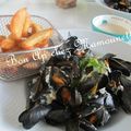 Moules de bouchot AOP de la baie du Mt st Michel au Vivier sur Mer à l'oseille céleri crémées au bleu d'Auvergne et vin blanc