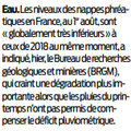Niveau des nappes phréatiques