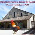LA COURSE DES COQS A PONS, EN SAINTONGE. Procès-verbal de 1702. 