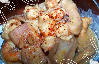 Calamars&langoustines en sauce