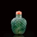 A fine jadeite 'basket weave' snuff bottle, late Qing dynasty