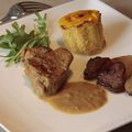 Mignon de veau, flan de carotte et navets glacés