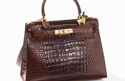 John Dumas for Hermès, Brown crocodile Kelly Bag, Leather, Paris, 1990s
