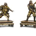 A pair of Miyao bronze figures. By Miyao Eisuke, Meiji period (late 19th century)