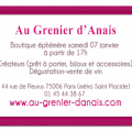 Vente Créateurs "Au Grenier d' Anais" 