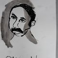 Portrait "homme à moustache" à l'encre de chine.