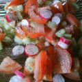 Salade de tomate, concombre et radis au pavot Ce