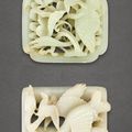 Two pale celadon jade reticulated 'geese' plaques, Yuan-Ming Dynasty (1279-1644)