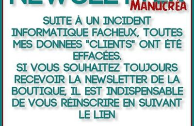 NEWSLETTER de la BOUTIQUE