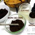  Les bienfaits du marc de café, de l'aloé Véra et de l'huile végétale d'argan en cosmétique - PEELING FACIAL NATUREL 