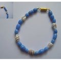Bracelet perles bleu coquillages #41