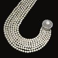 Important natural pearl and diamond necklace, circa 1880