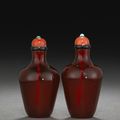 A pair of red glass snuff bottles, Imperial, Palace Workshops, Beijing, 1730-1800