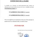 Communiqué de la Mairie - fermeture samedi 1er mai et samedi 08 mai 2021