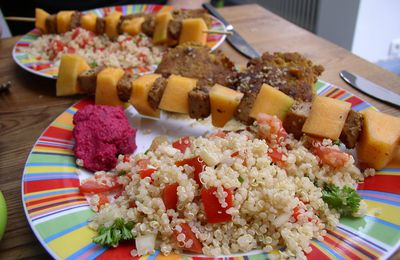 La recette de Béatrix: Brochettes aux fruits et au tofu