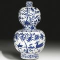 A large blue and white double-gourd vase, Jiajing mark and period (1522-1566)