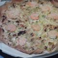 tarte aux poireaux - crevettes en brick