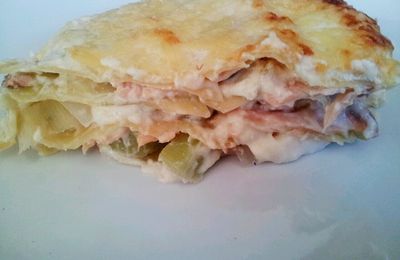 Les lasagnes au saumon et poireaux