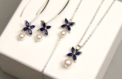 Parure mariage bleue et blanche