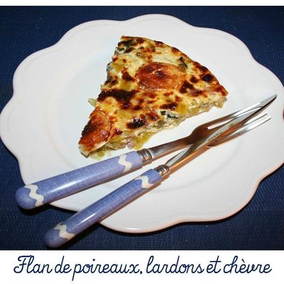 Flan de poireaux, lardons et chèvre