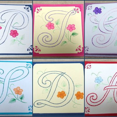 Cartes brodées Initiales