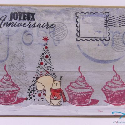 Carte d'anniversaire aux cupcakes