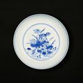 A fine blue and white 'mandarin duck and lotus' dish, Mark and period of Yongzheng