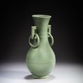 A Longquan celadon-glazed handled vase, Yuan-Ming dynasty
