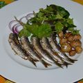 Sardines grillées sur plancha, ou crues à la fleur de sel