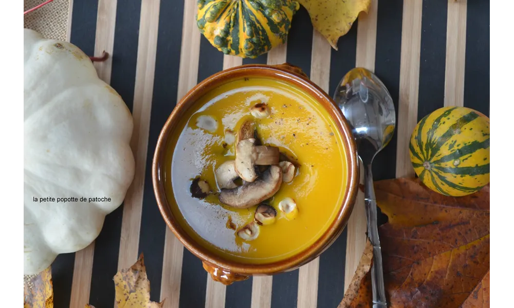 VELOUTÉ de POTIRON aux CHAMPIGNONS et NOISETTES au THERMOMIX 