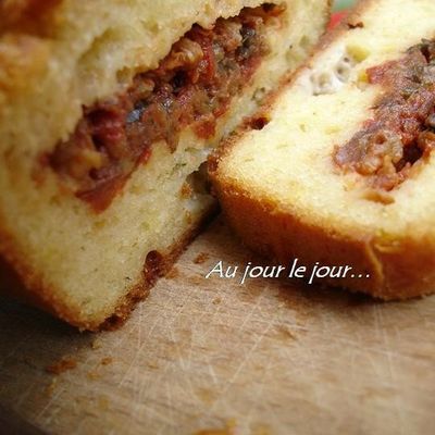 Cake, coeur d'aubergines confites