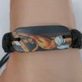 Bracelet Cuir Tressé Style Surfeur Jésus Crucifié Nuit Réglable Unisexe