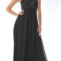 Black Semi-Formal One Shoulder Dress Chiffon Pleated A-Line Dress