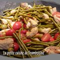 Filet mignon de porc aux olives, haricots verts et tomates