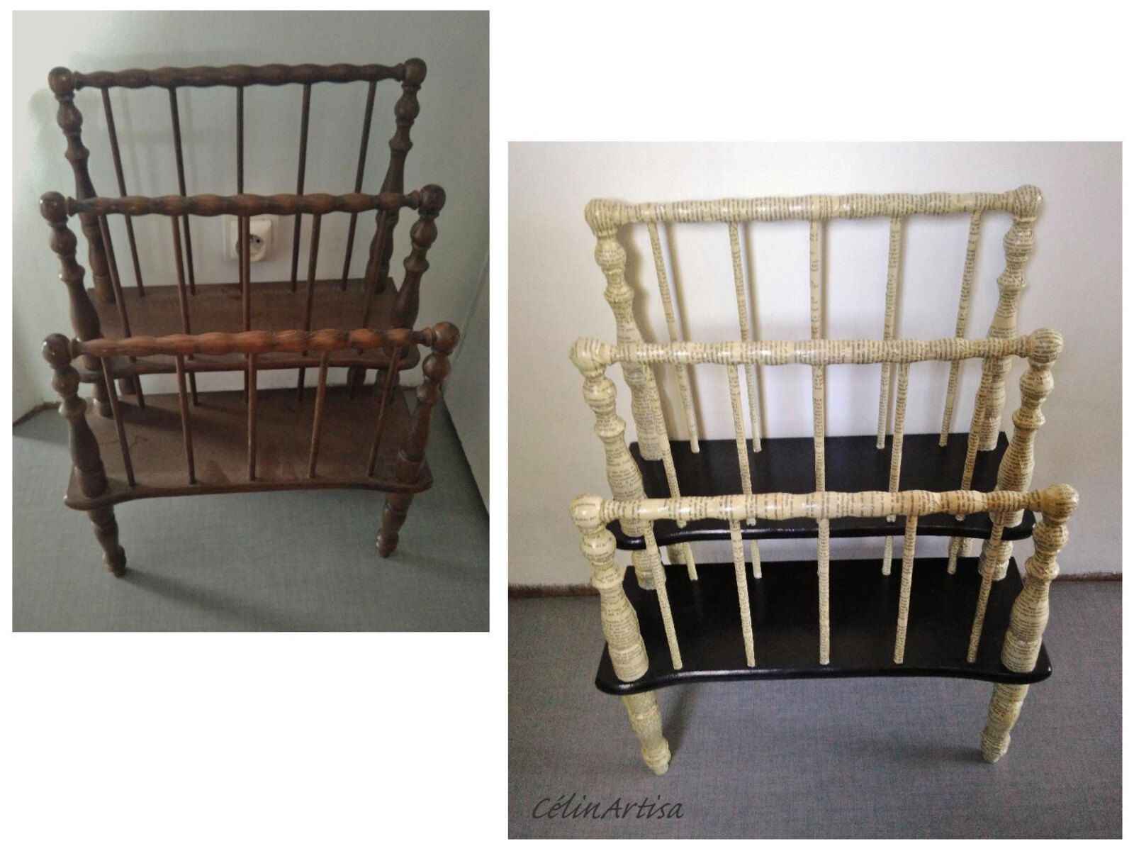 porte-revue vintage relooké (collage et peinture)