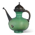 A Safavid green-glazed pottery ewer, Iran, first half 17th century