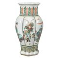 Chinese Famille Verte Glazed Porcelain Vase. 18th Century