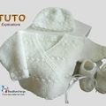 TUTO tricot bb FACILE et PREMA BOUTIQUE bebe modele layette bébé et patron a tricoter Explications brassière, bonnet, chaussons