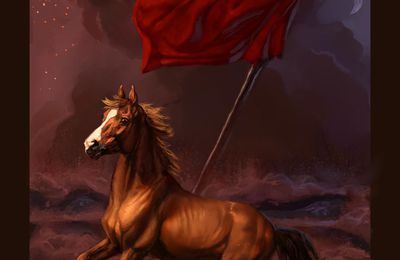 ce cheval est un cheval qui porte le drapeau de