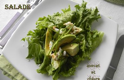 Avocat et chèvre en salade et vinaigrette à la sauce tamari, sans gluten