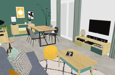 Projet client : relooking d'une pièce de vie et d'une cuisine rustique 