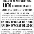 Dimanche 16 novembre 2014 : LOTO