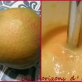 Compote de mangue, noix de pécan au caramel de fruits de la passion