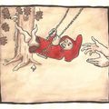 12. le petit chaperon rouge s'amuse avec le loup blanc